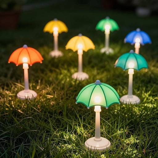 Whimsical Colorful Umbrella Garden Lights