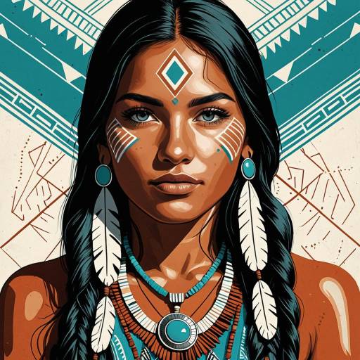 Stylized Native American Woman Illustration