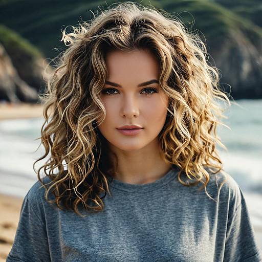 Wavy Beach Waves Hairstyle Portrait