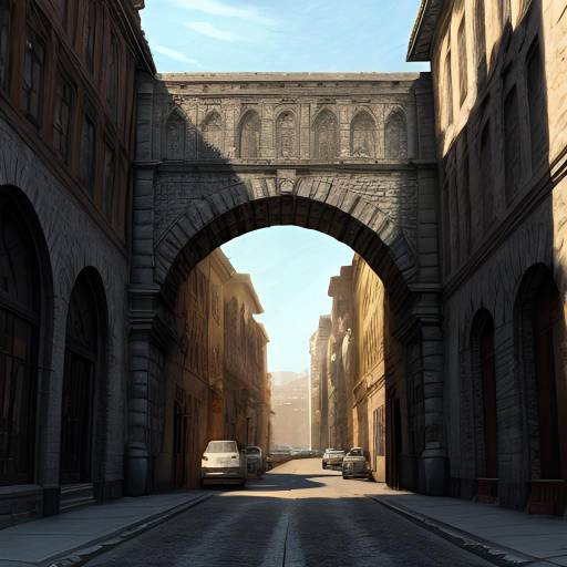 Graphite City Street with Stone Bridges