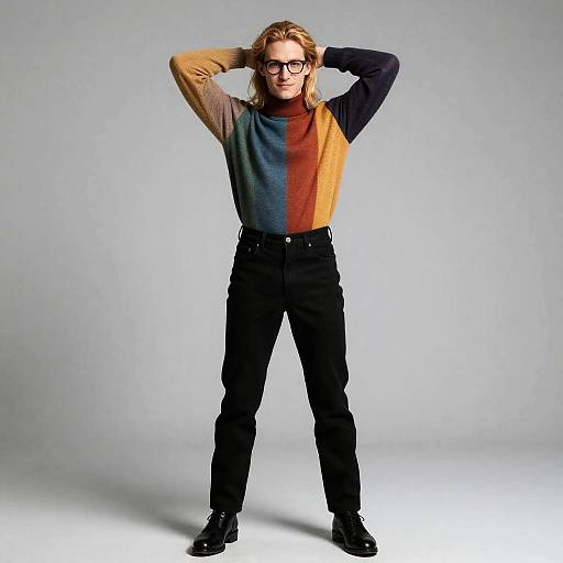 Smug Blonde Male in Stylish Outfit