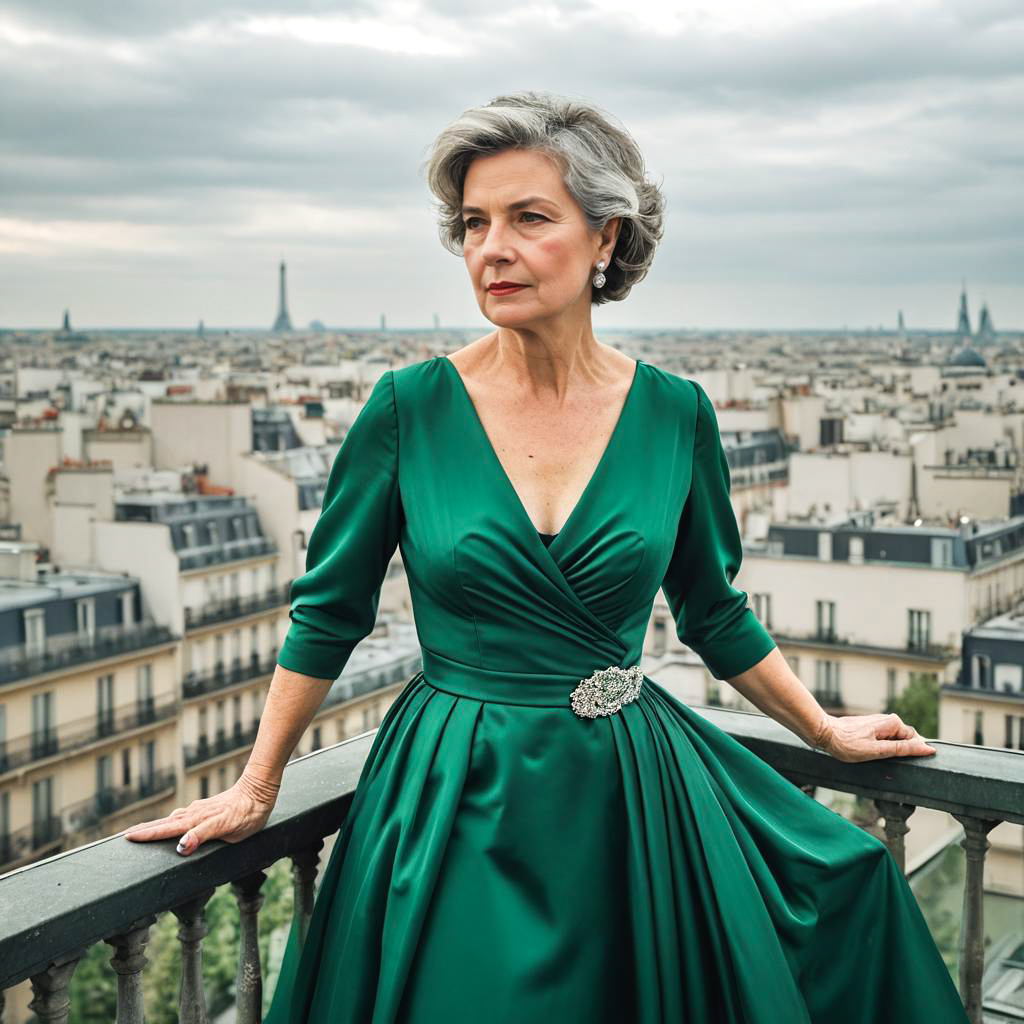 Elegant Mature Woman on Paris Rooftop