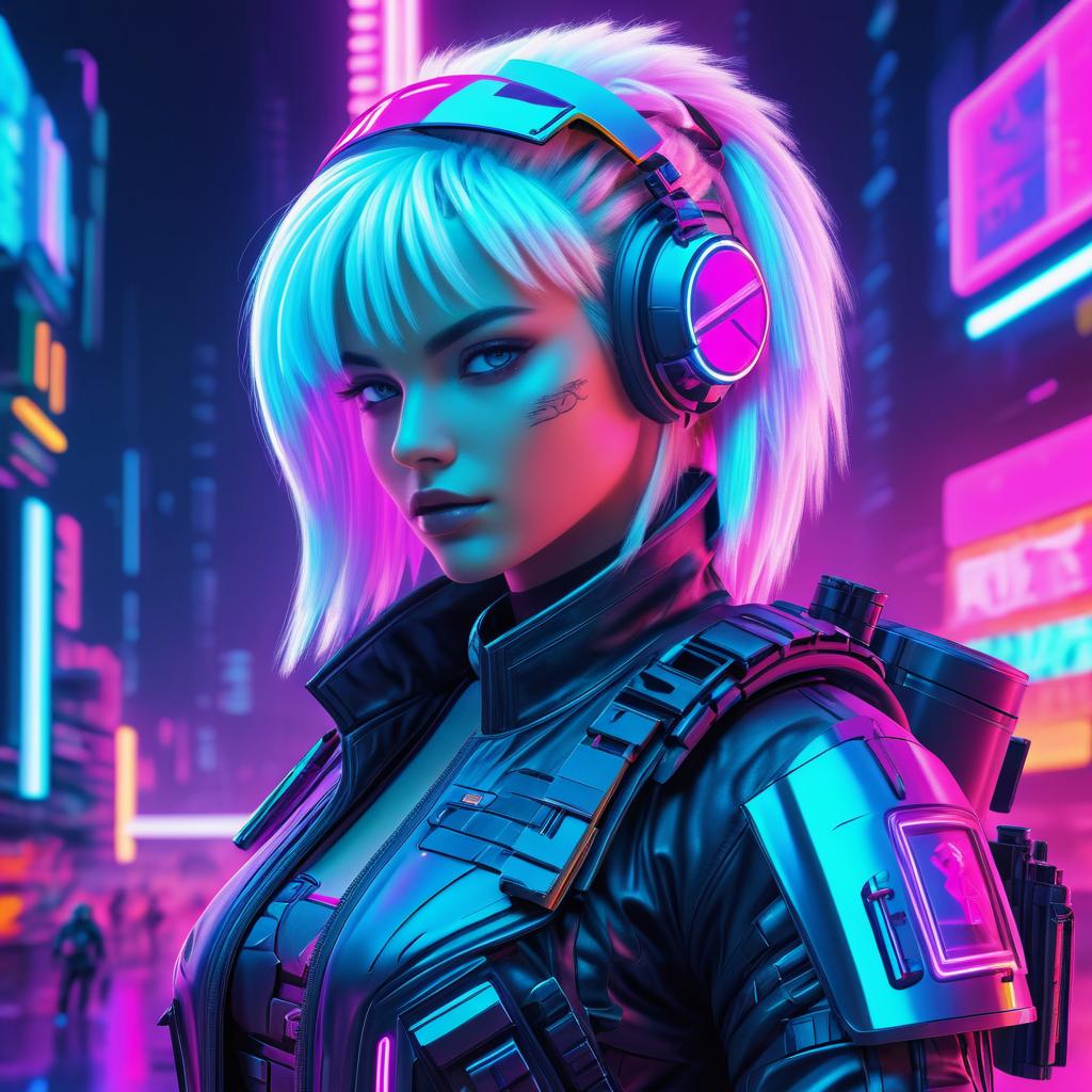 Futuristic Bounty Hunter in Cyberpunk Realm