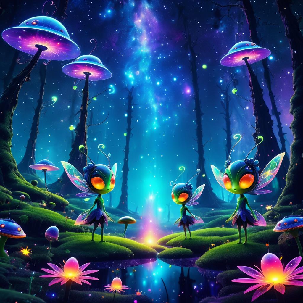 Cosmic Alien Fairies in a Nebula Wonderland