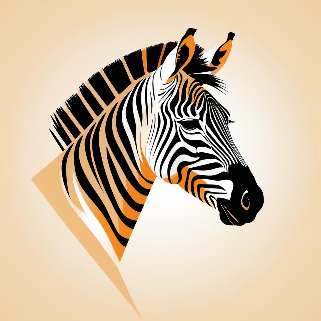 Minimalist Zebra Illustration in Sand Color