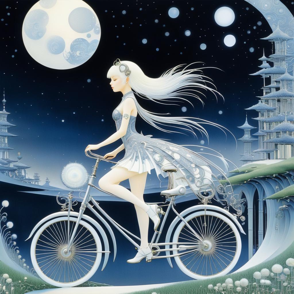 Surreal Fantasy Girl on Bicycle