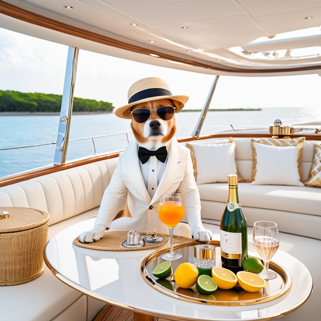 Chic Dog Relaxing on a Yacht