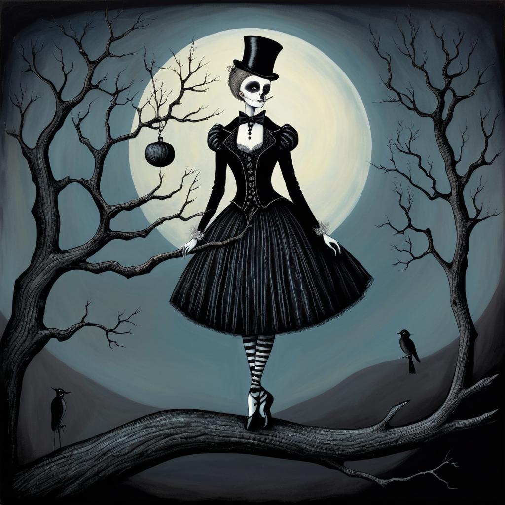 Gothic Ballerina in Tim Burton Style