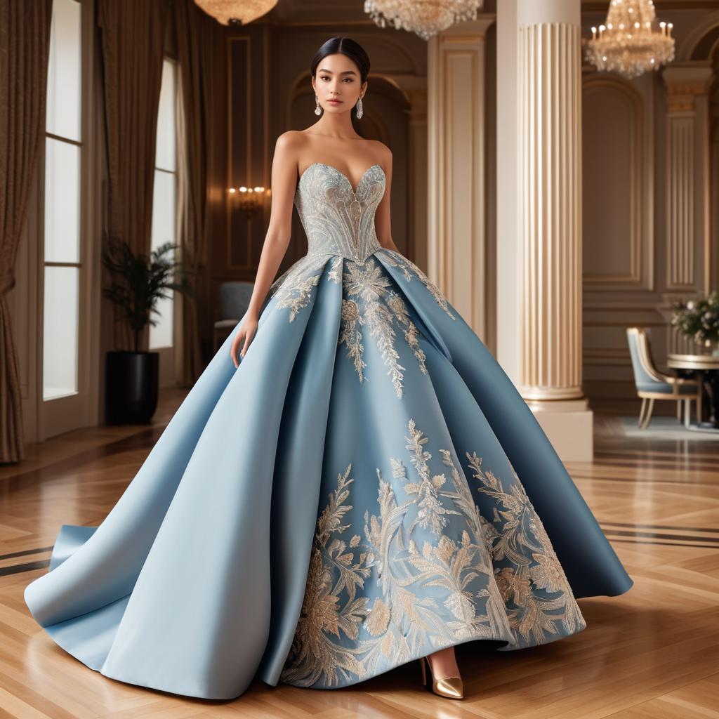 Elegant Figure in Luxurious Ballroom