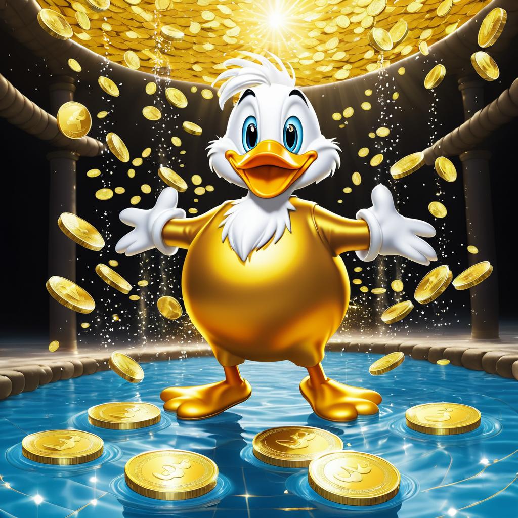 Scrooge McDuck's Joyful Dive into Gold