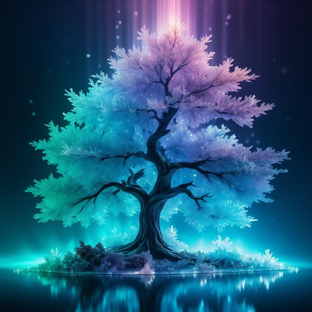 Cinematic Crystallized Tree with Aura