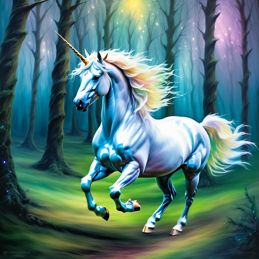 Ethereal Unicorn in Mystical Forest