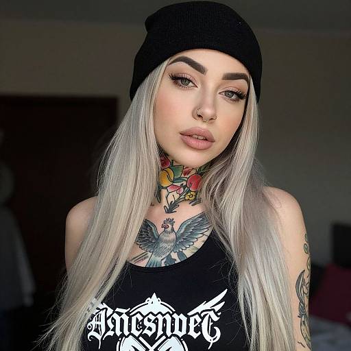 Edgy Portrait of Tattooed Blonde Woman