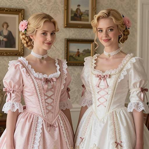 Elegant Sisters in Vintage Decor