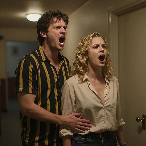 Intense Emotion in a Dim Hallway