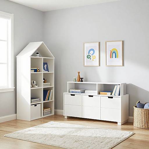 Modern Boys' Room with White Storage Furniture
