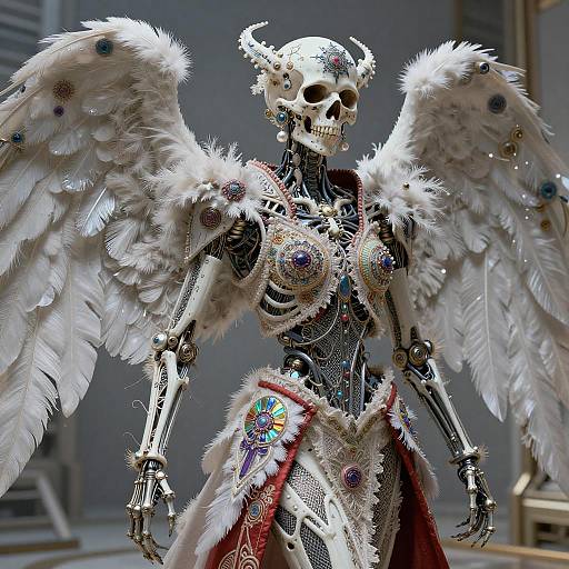 Biomechanical Death Angel with Ornate Wings