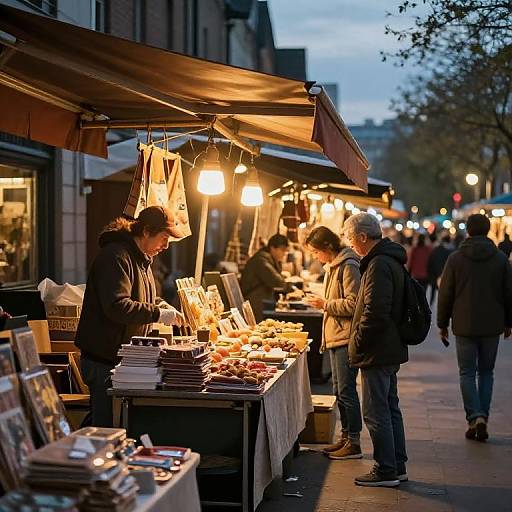 Urban Street Market at Dusk