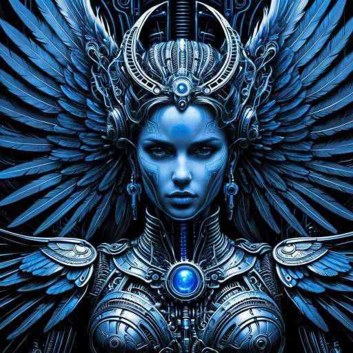 Exquisite Mechanized Angel in Electric Blue