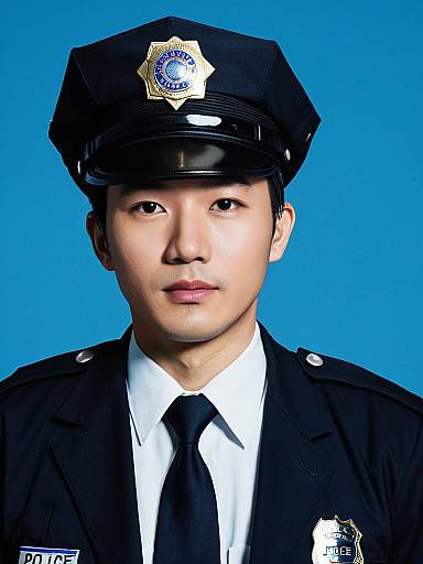 Portrait of Asian Male Police Officer in Uniform