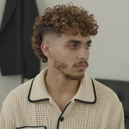 Stylish Young Man Portrait in Crocheted Jacket