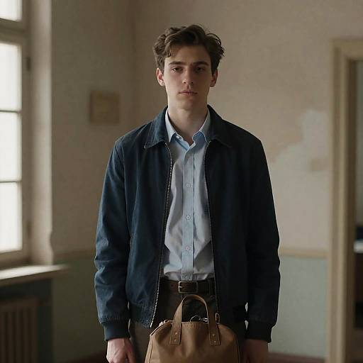 Portrait of a Young Man in Worn Room