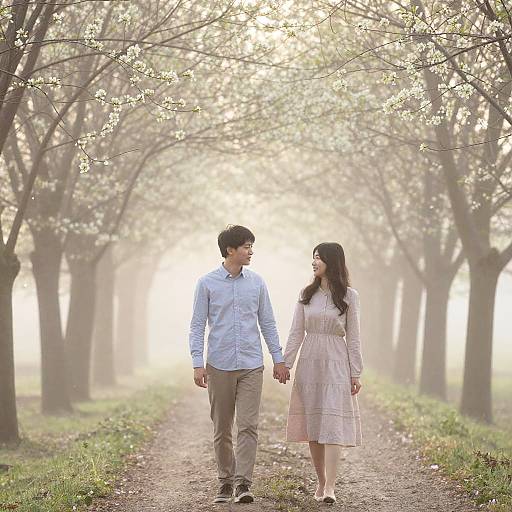 Romantic Morning Walk in Misty Forest