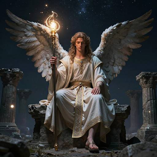 Mystical Male Angel on Ruins