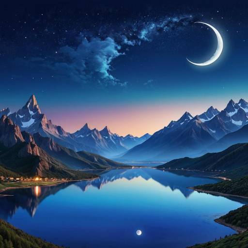 Tranquil Mountain Landscape at Night