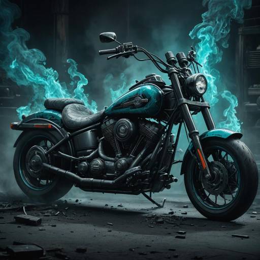 Harley Davidson in Smoke and Light Harley Davidson in Smoke and Light