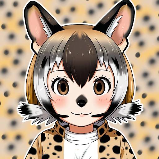 Illustration of African wild dog (kemono friends), kemono friends in the style of Suito