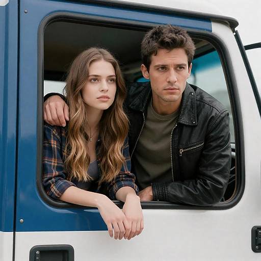 Candid Moment in a Vintage Truck