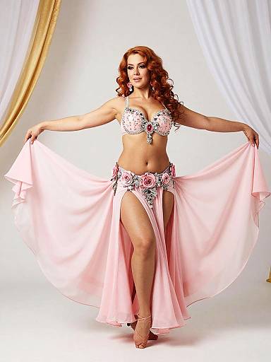 Elegant Rose-Pink Belly Dance Portrait