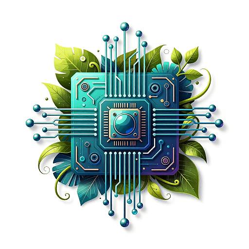 Tech and Nature Inspired Circuit Board Logo