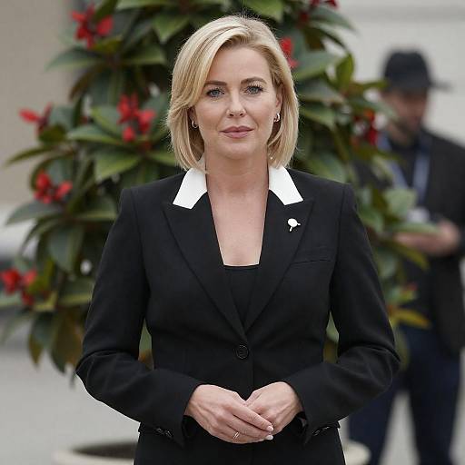 Blonde Woman in Black Blazer Portrait