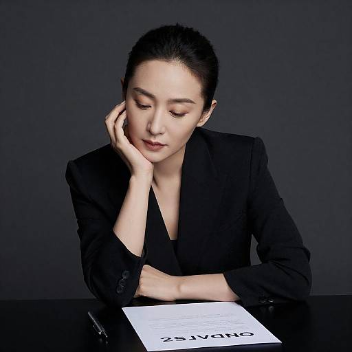 Contemplative Asian Woman Reviewing SILVIONO