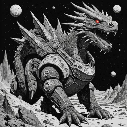 Intricate Space Dragon Comic Illustration Intricate Space Dragon Comic Illustration