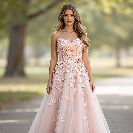 Elegant Floral Pink Gown Design