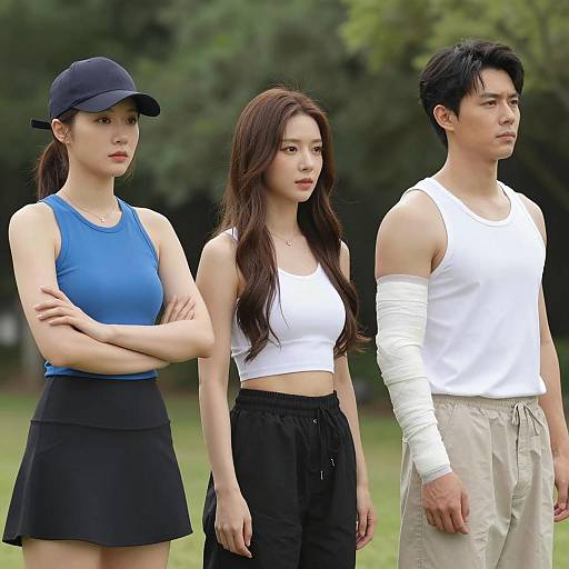 Three Friends Posing in the Park