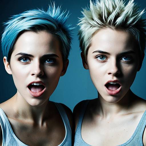 Portrait of Two Young Women with Short Spiky Hair