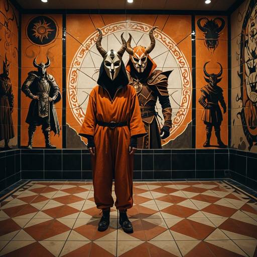 Person in Horned Mask and Orange Jumpsuit