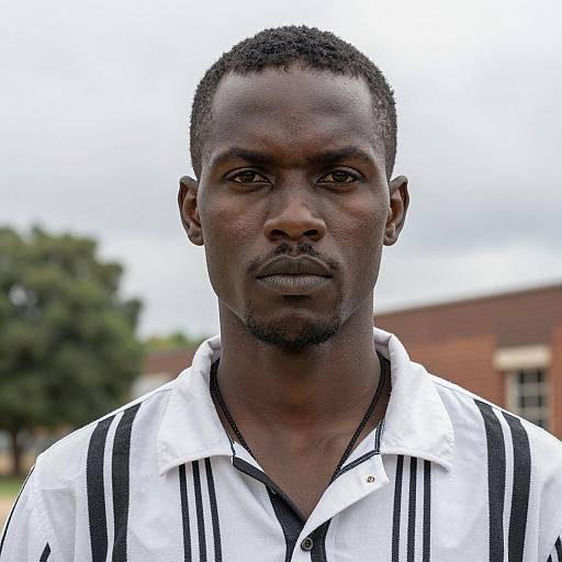 Portrait of a Black Man in Stripes