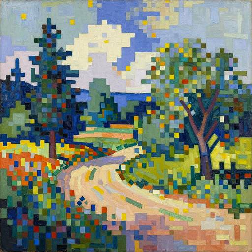 Fauvist Digital Pixel Landscape