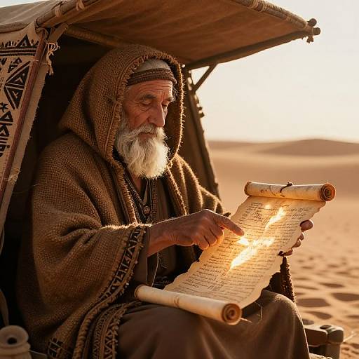 Elderly Fortune Teller with Prophecy Scroll