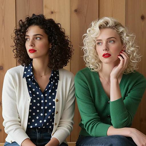 Two Women Seated with Neutral Expressions