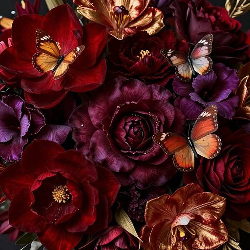 Baroque Floral Arrangement with Butterflies