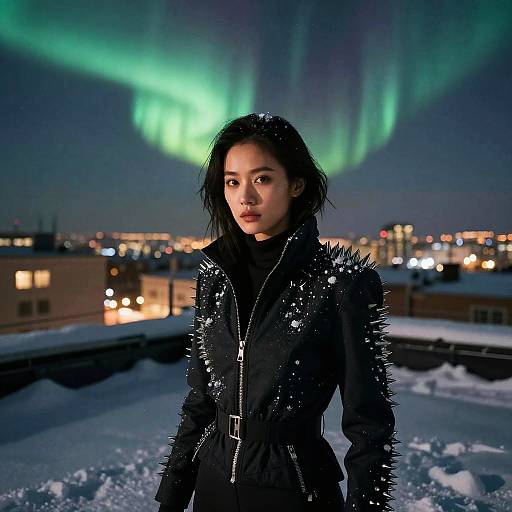 Aurora Rooftop: Woman in Spiked Jacket