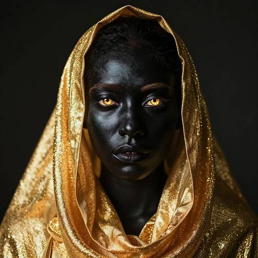 Ethereal Portrait with Gold Headscarf