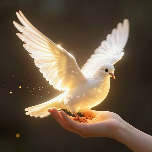 Luminous Dove with Glowing Wings