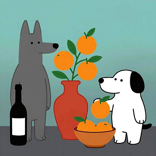 Colorful Cartoon Animals with Fruit